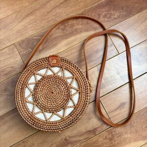 Round Woven Tan Bag